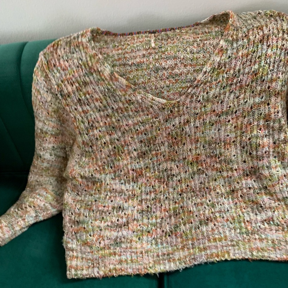 Free People Multicolor V-Neck Sweater